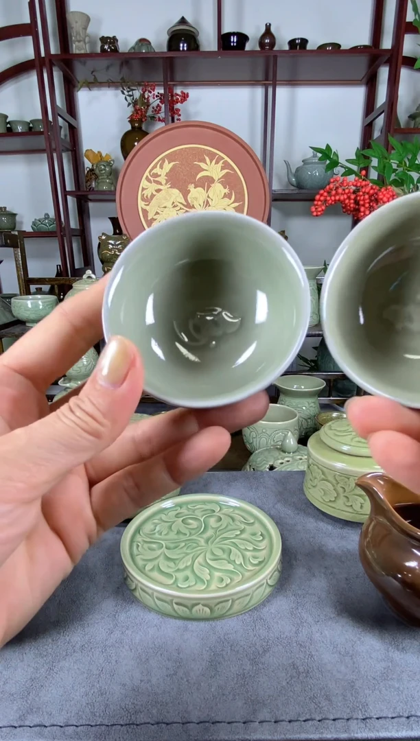 微瑕 内刻小老鼠窑变小杯子2只