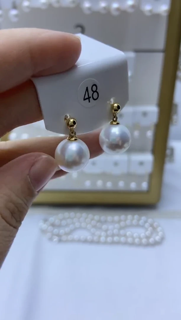 银S925镶嵌耳饰淡水珍珠48