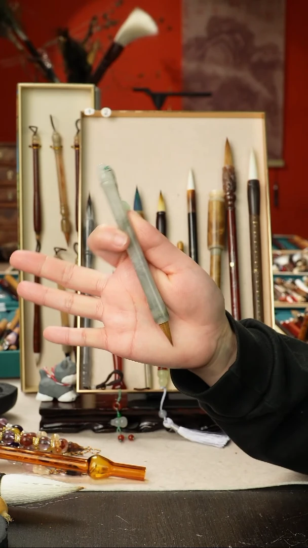 1号孤品高货毛笔链接 清水试笔 蘸墨不退