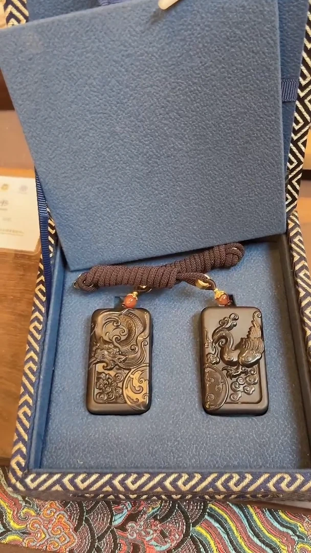 和田玉未镶嵌颈饰和田玉龙凤对牌 M063