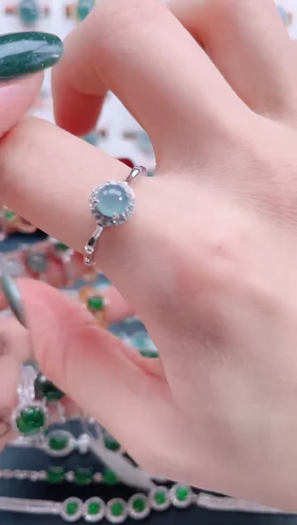 银S925镶嵌戒指翡翠天然翡翠