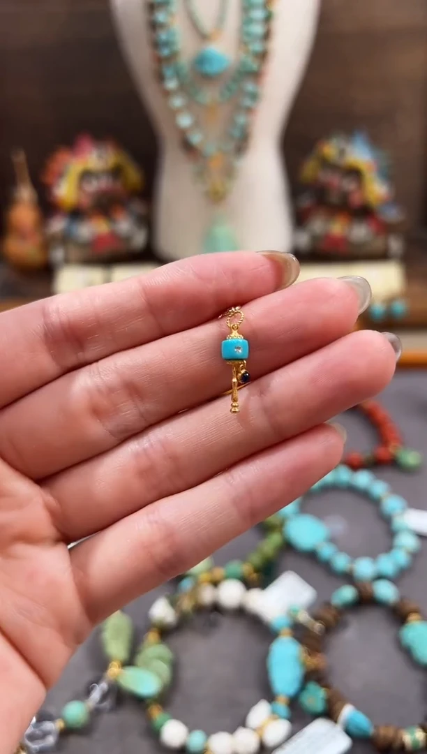 绿松石18K金镶嵌提溜绿松石提溜