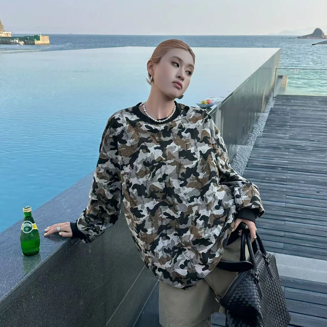 奇奇家 YUUUUP正版 春夏迷彩透气撕裂薄款T恤