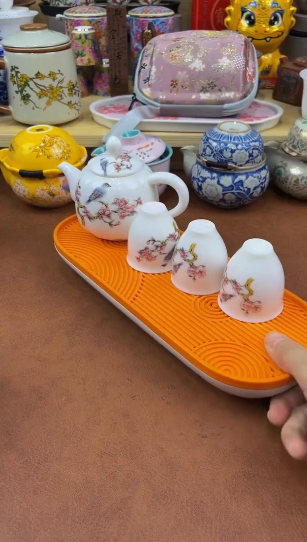陶瓷茶具摆件旅行套组