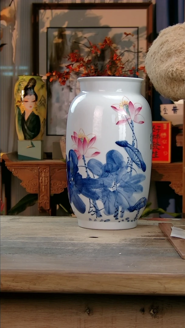 【闪购商品】瓷片景德镇纯手工釉下彩精品花瓶