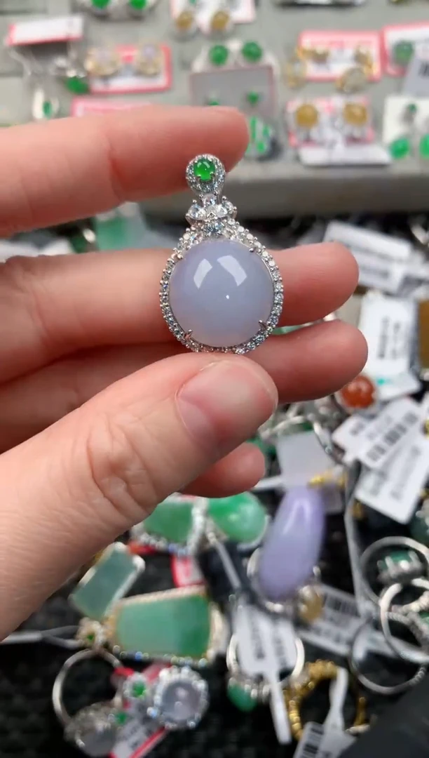 银S925镶嵌戒指翡翠666---7