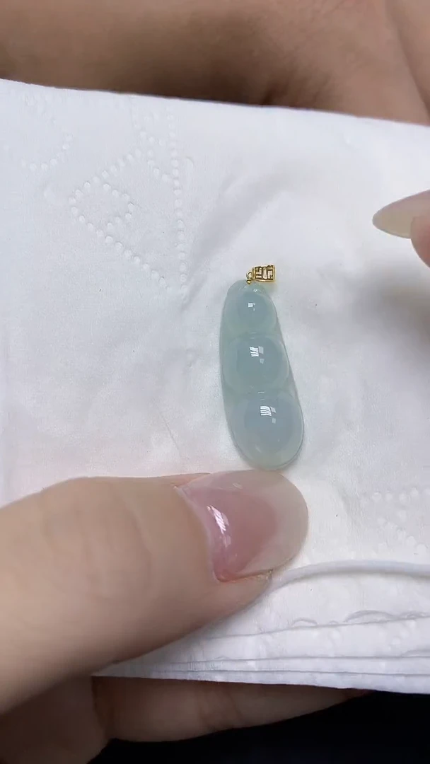 翡翠18K金镶嵌颈饰天然缅甸翡翠A货