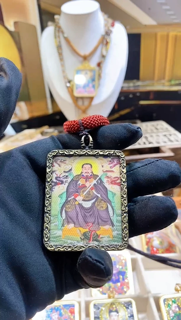 吊坠真武大帝---半手绘西藏唐卡文玩唐卡