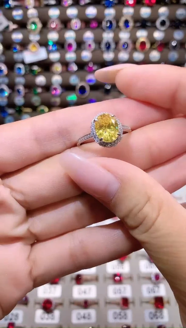 水晶戒指银S925镶嵌810白