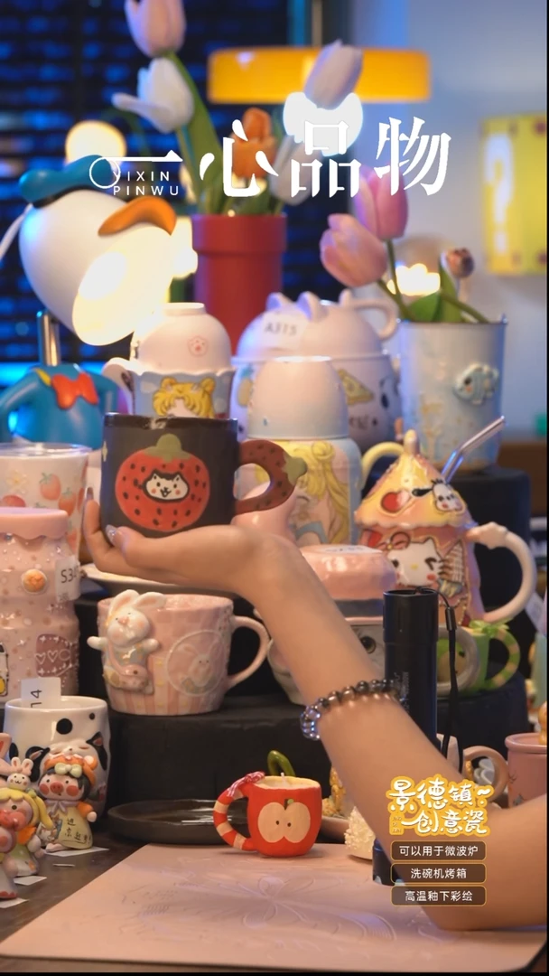 杯子A301景德镇手工手绘杯子摆件