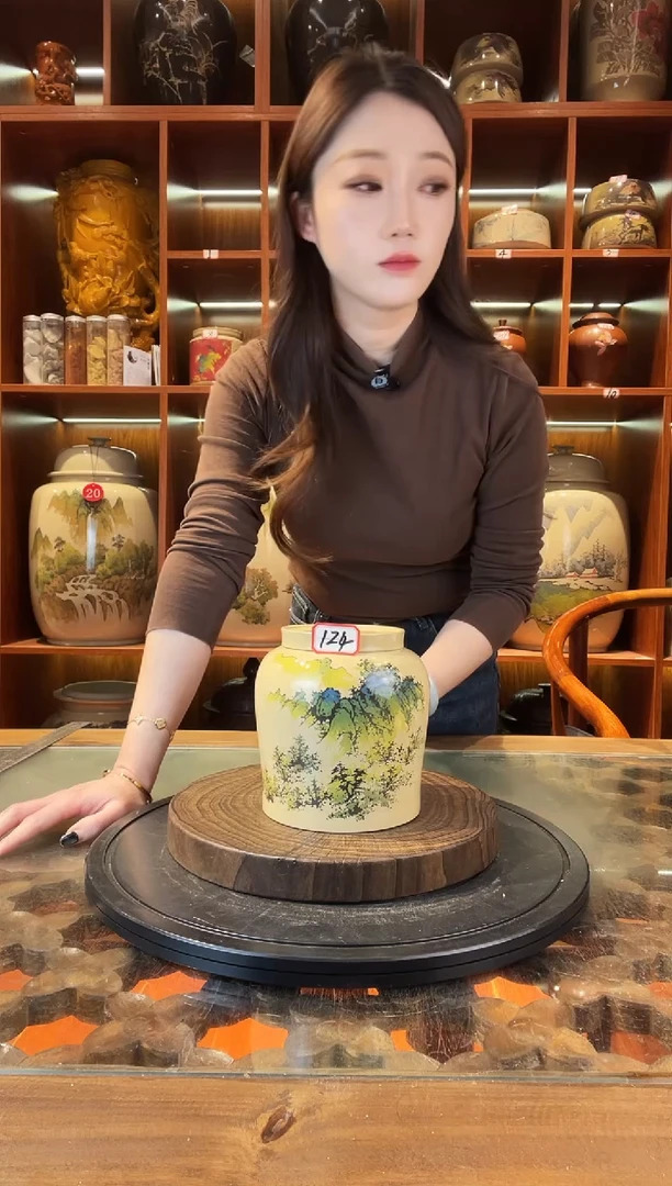 罐李旭泽作品山水小茶罐@124
