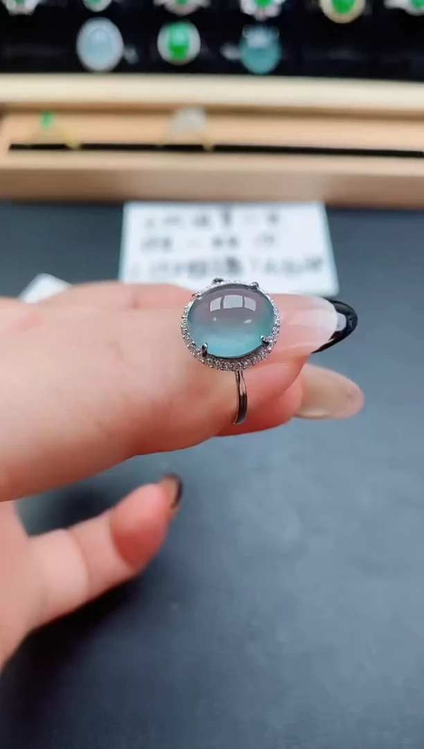 翡翠戒指银S925镶嵌508