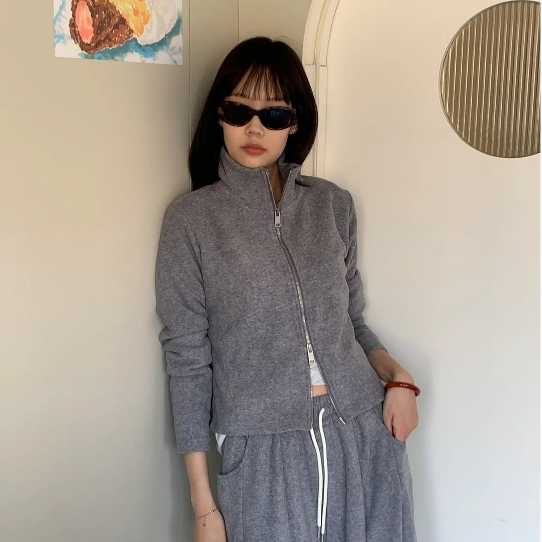 上衣开衫运动针织短款休闲立领春秋（251326）