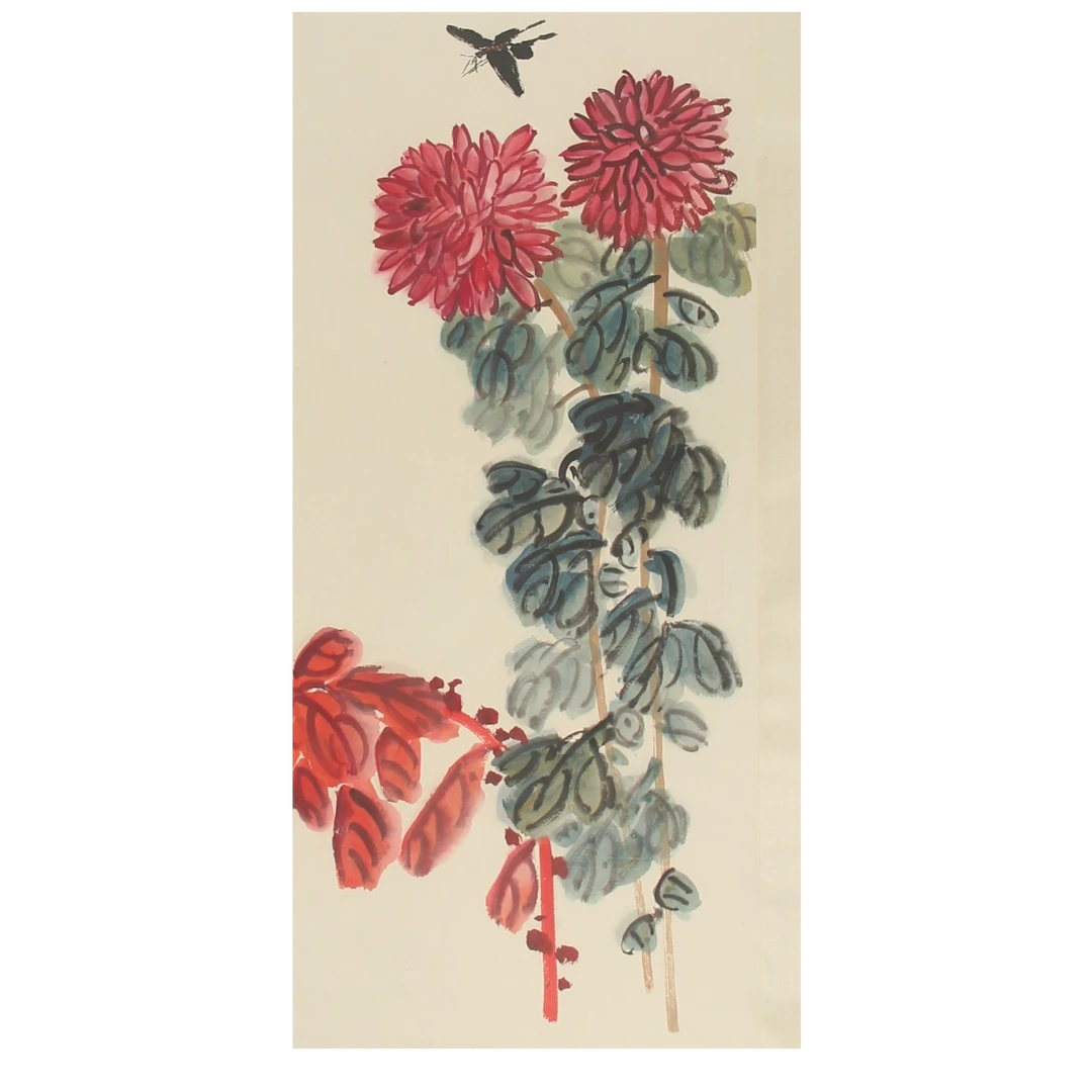 LOT.568 《花蝶》105*49cm 纸本设色立轴