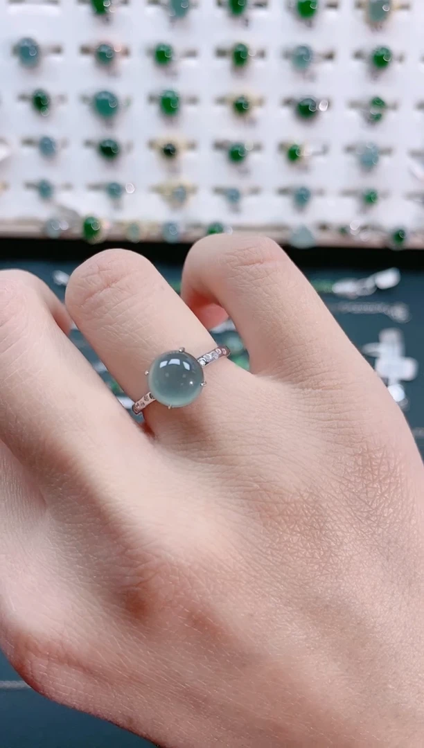 【闪购商品】翡翠戒指银S925镶嵌天然翡翠