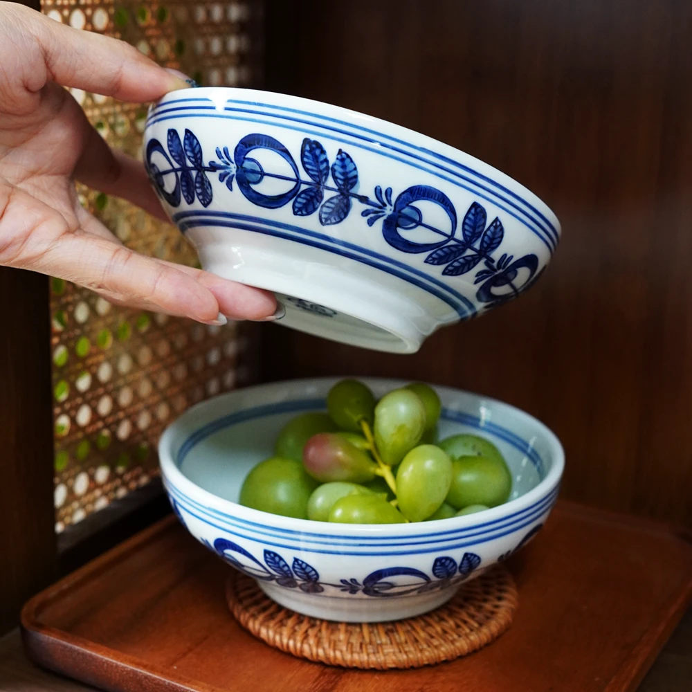 RIGEIAN/瑞涧【5.5寸波波碗】石榴米饭碗新中式高温手工釉下彩家用