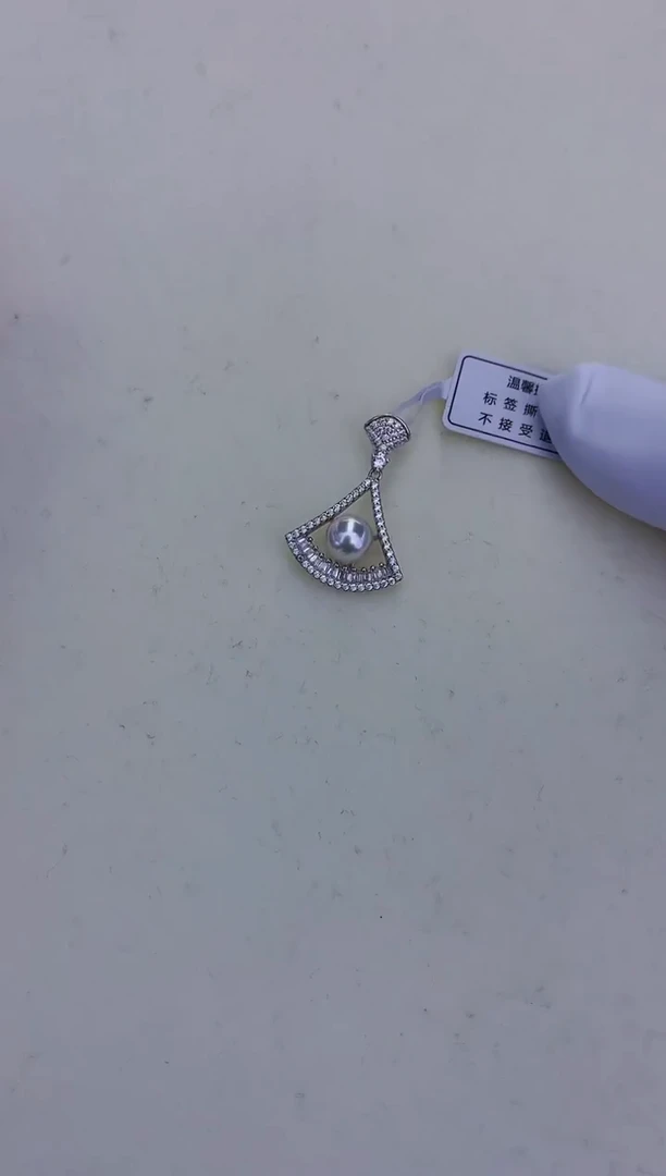 银S925镶嵌饰品海水珍珠设计款吊坠
