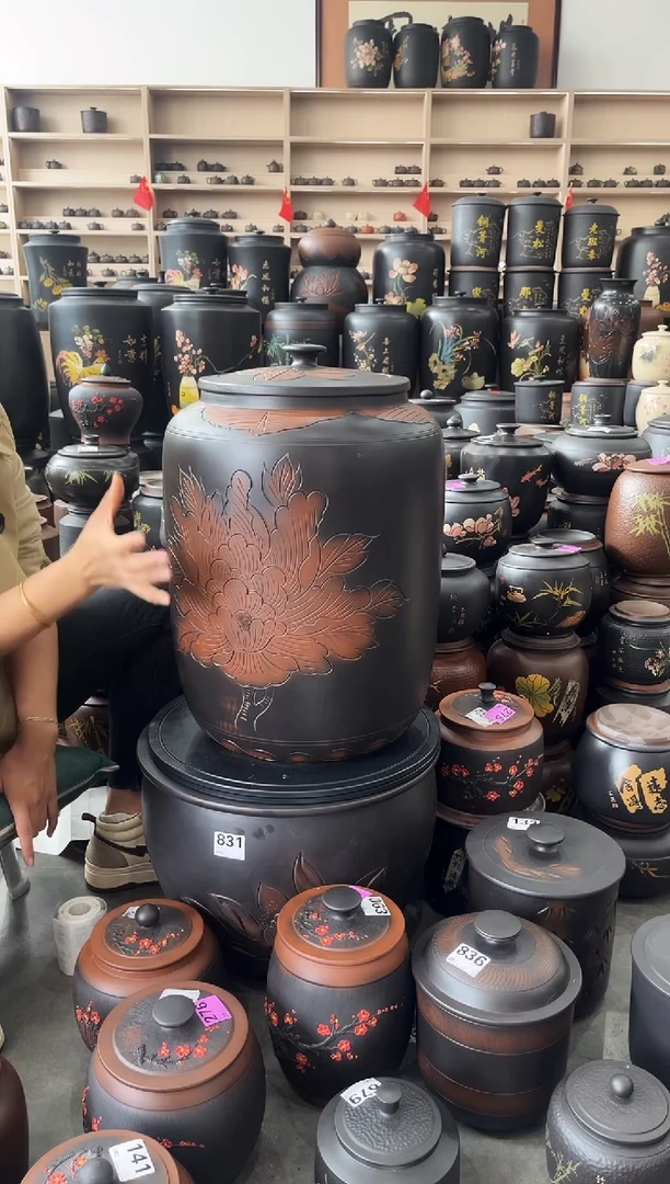 罐瑕疵茶缸高50cm 牡丹花  848