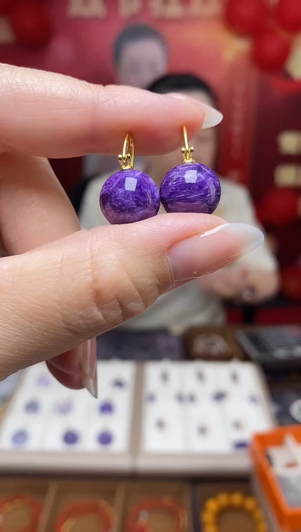 银S925镶嵌查罗石耳钉K2546