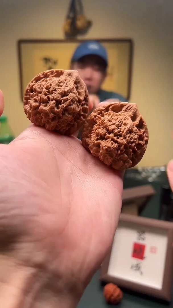 【闪购商品】文玩核桃把件48mm 官帽文玩核桃一对 15号