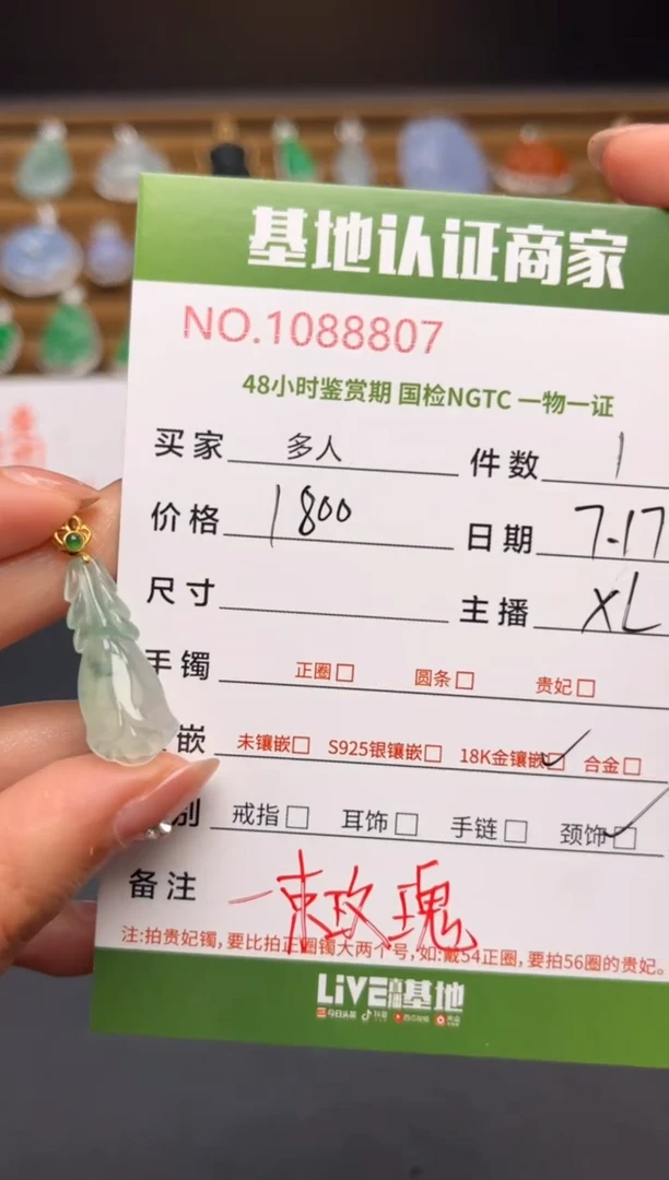 翡翠18K金镶嵌颈饰多人