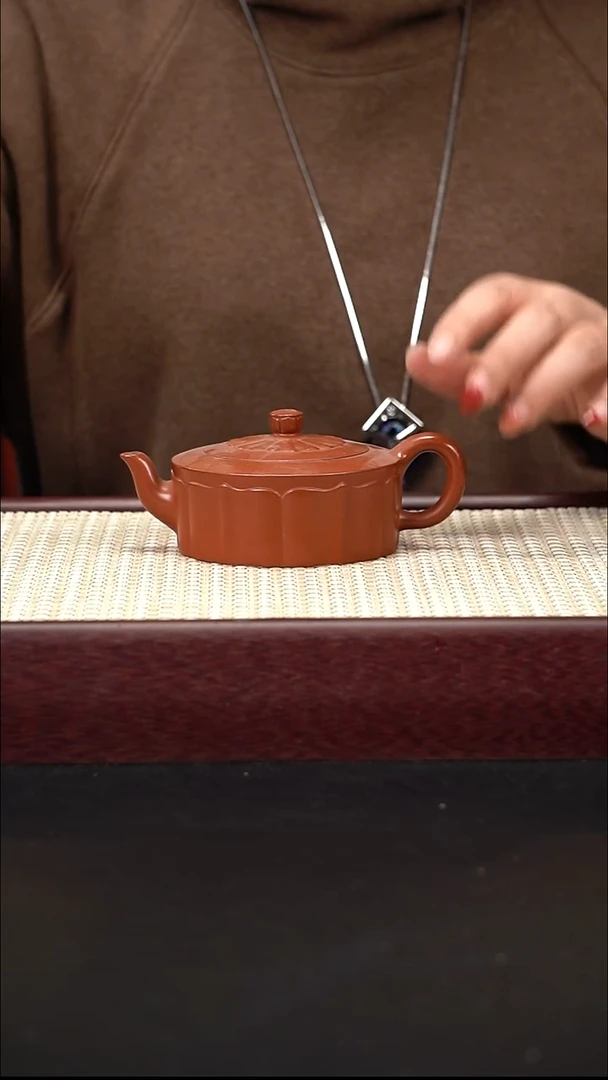 茶壶紫砂朱泥 菱花 周盘