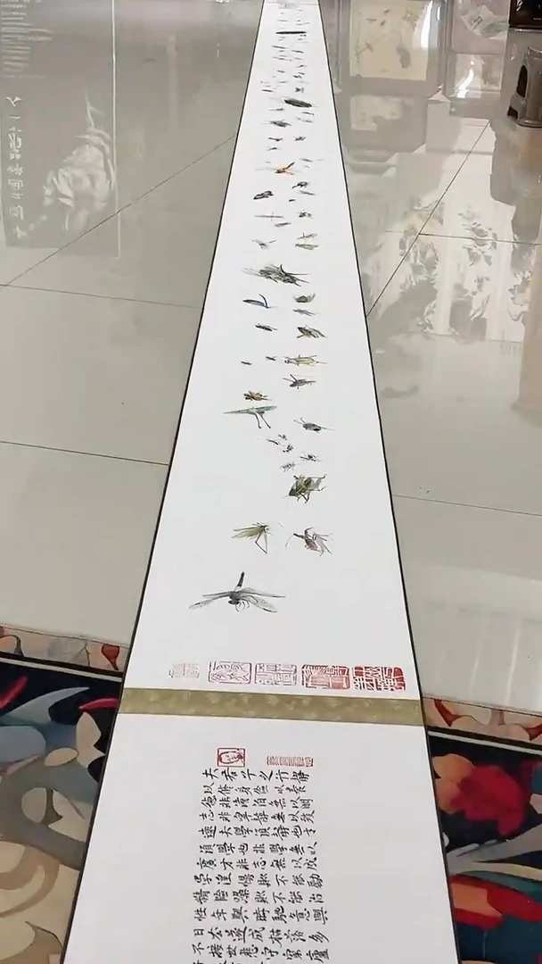国画陈大鹏国画作品长卷百虫图