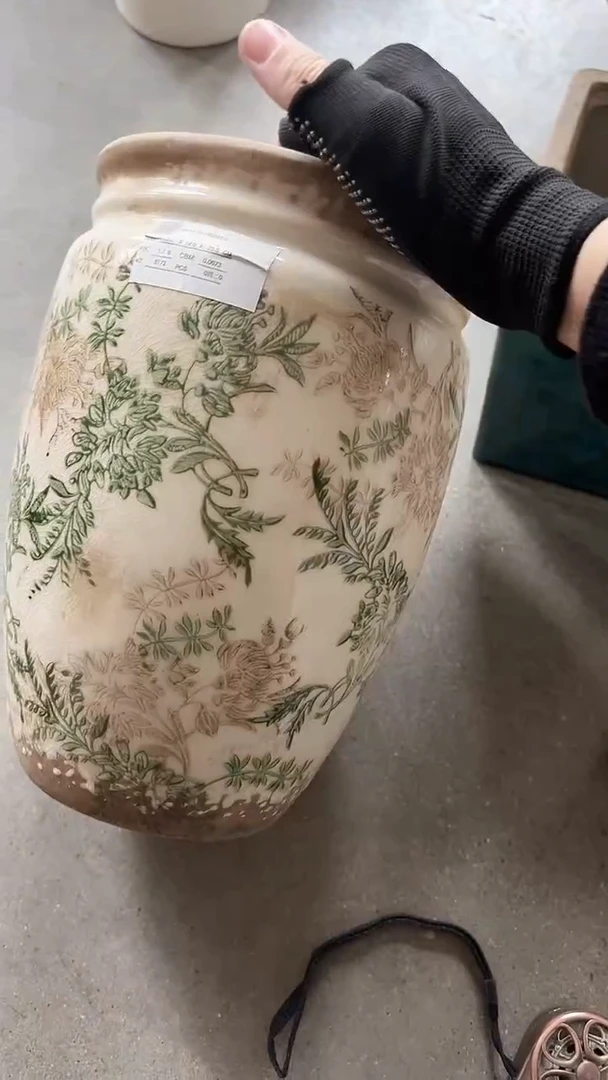【闪购商品】陶瓷花盆高25.5cm内口14.5cm