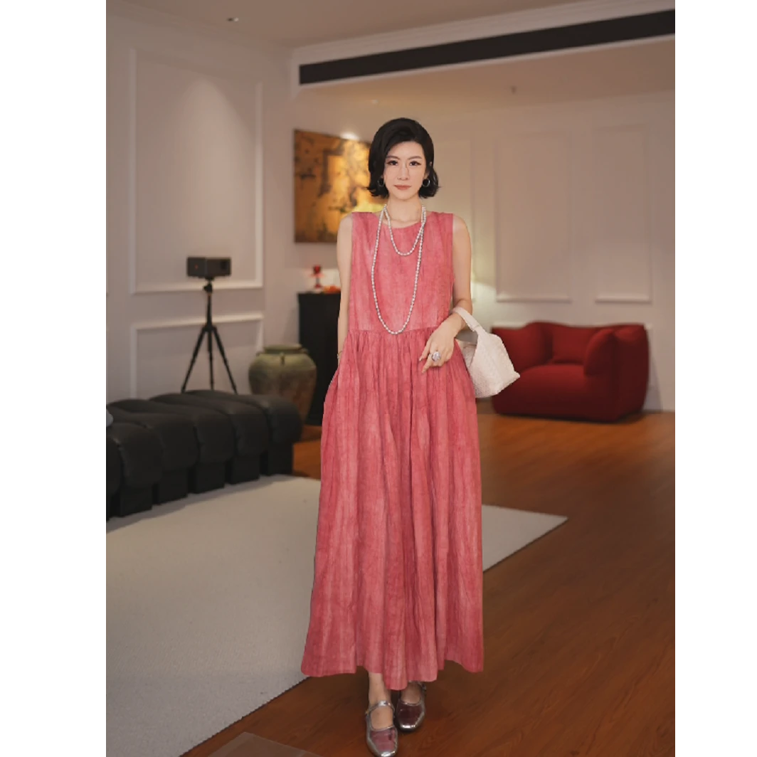GU JIFEN｜玫瑰庄园｜气质炒色晕染宽松连衣裙 X56192