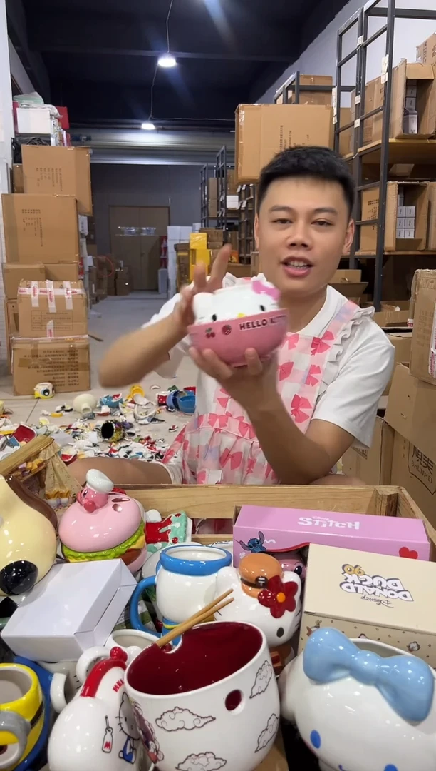 瓷片B款原盒kt猫带盖泡面碗