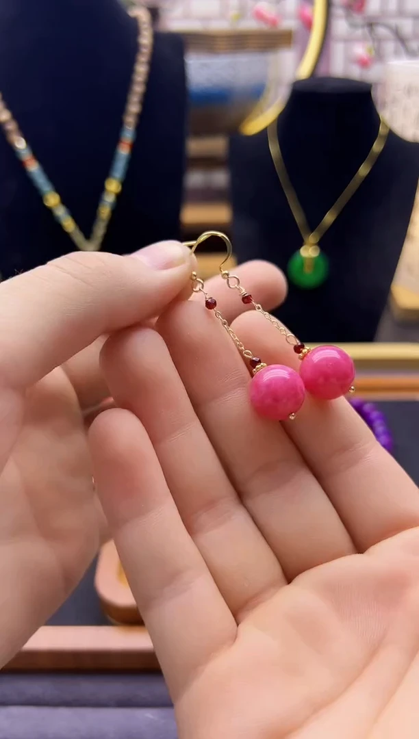 【闪购商品】碧玺耳饰14K金镶嵌E190