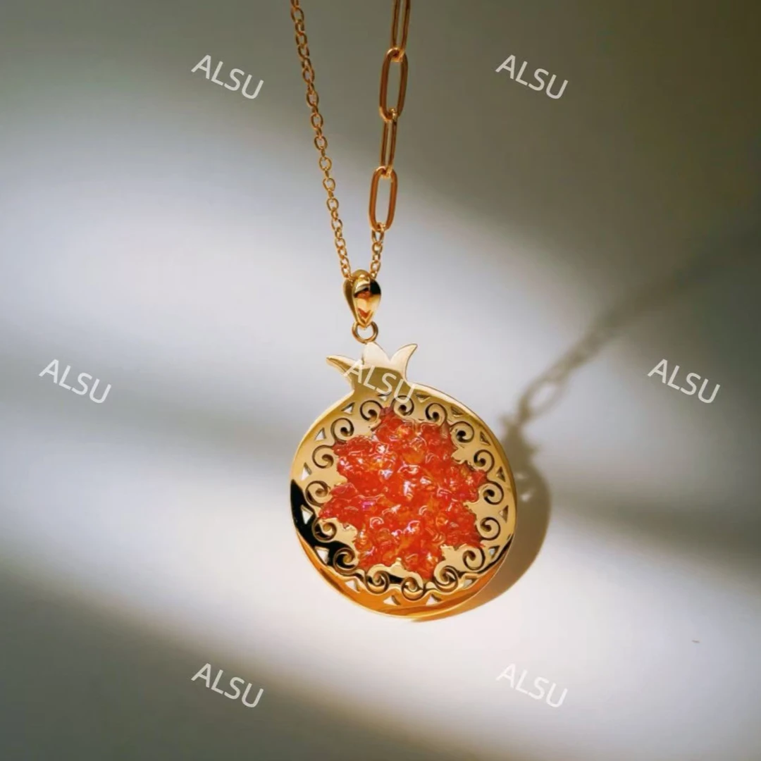 合金项链 ALSU原创新款石榴民族风时尚项链轻奢气质精致小众