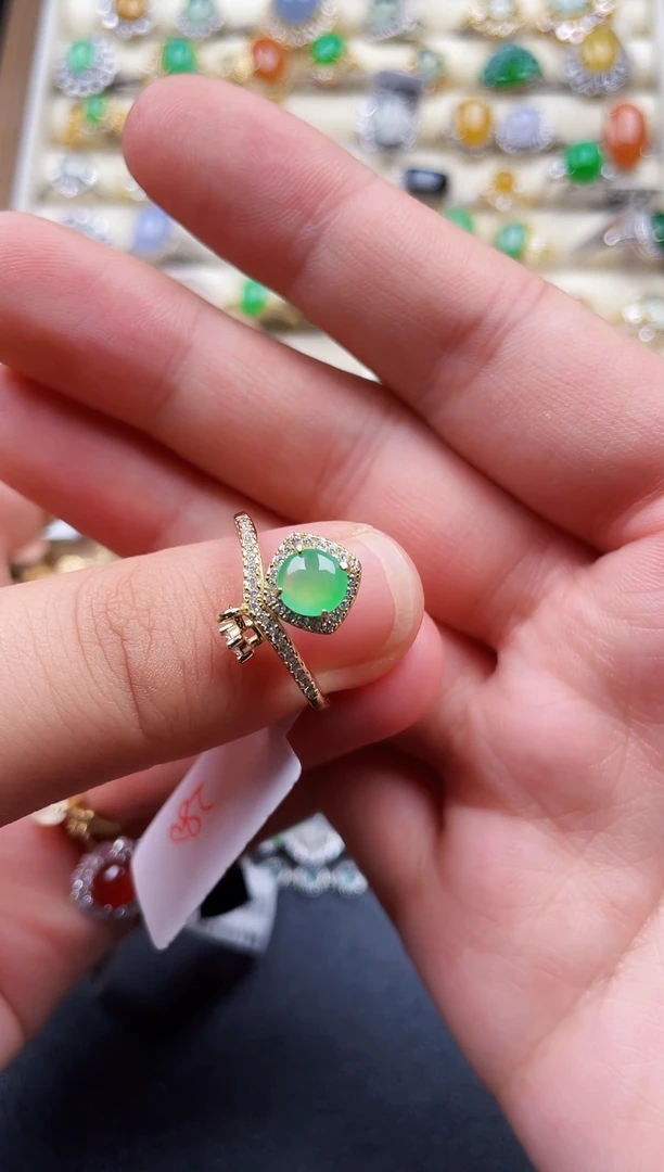 银S925镶嵌戒指翡翠130