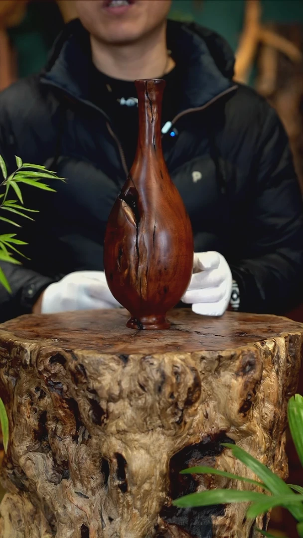 木雷击枣木富贵瓶