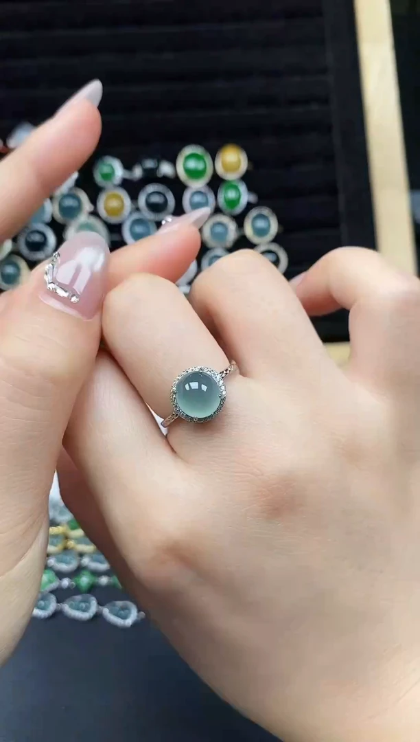 银S925镶嵌戒指翡翠111