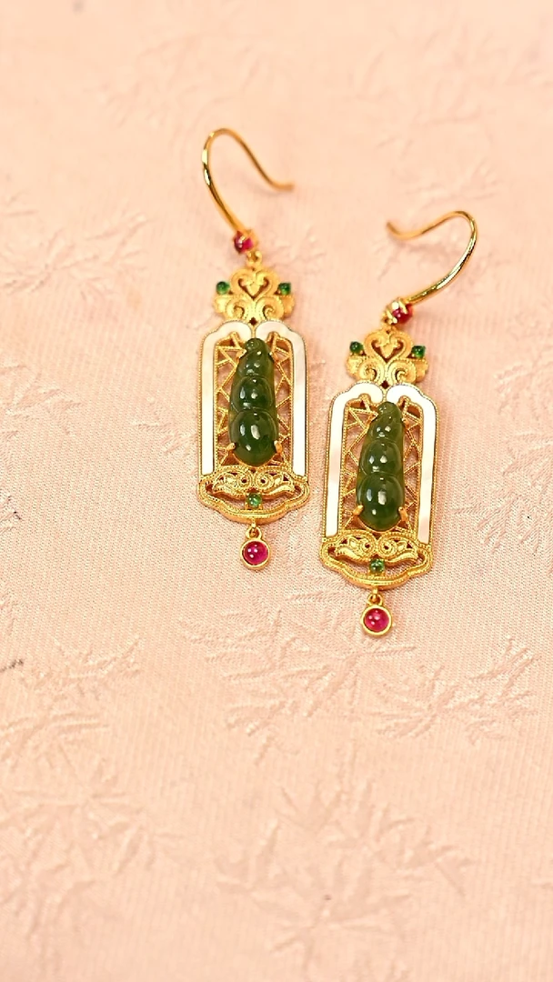 足银无和田玉耳饰