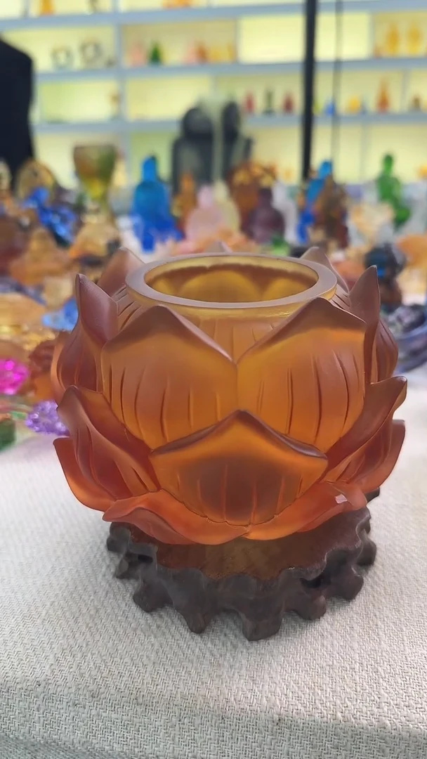 手工艺品琉璃莲花烛台