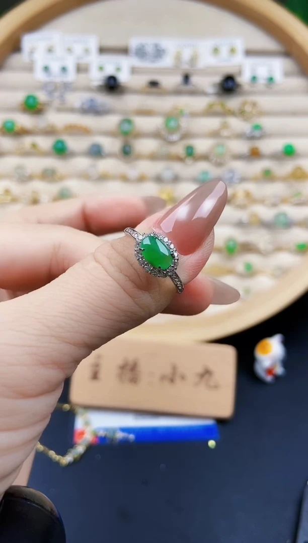 翡翠戒指银S925镶嵌12