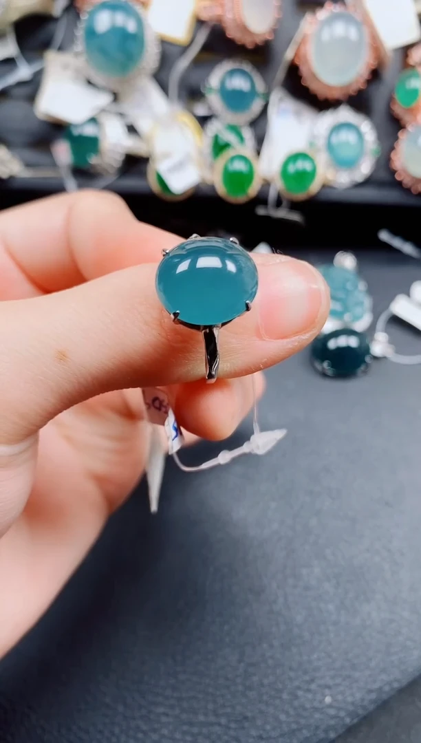 银S925镶嵌戒指翡翠翡翠