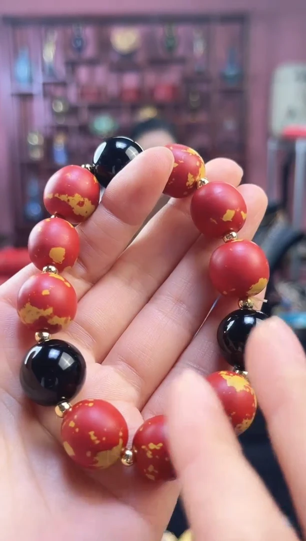 非遗 大漆手串 红黄