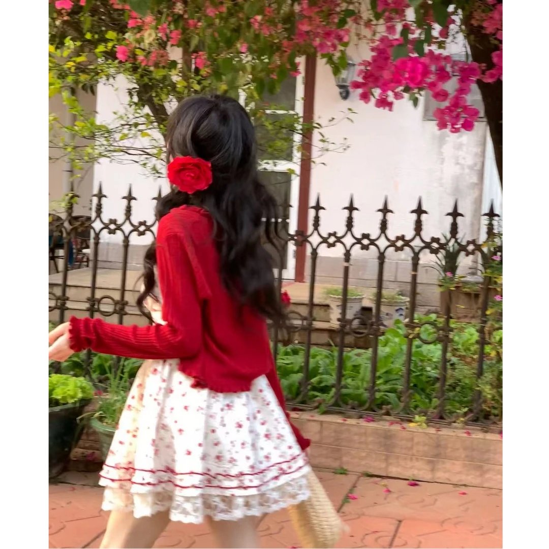 【QIANJIN】‘花开半夏’甜欲风女春夏小个子减龄针织开衫长袖QW8620