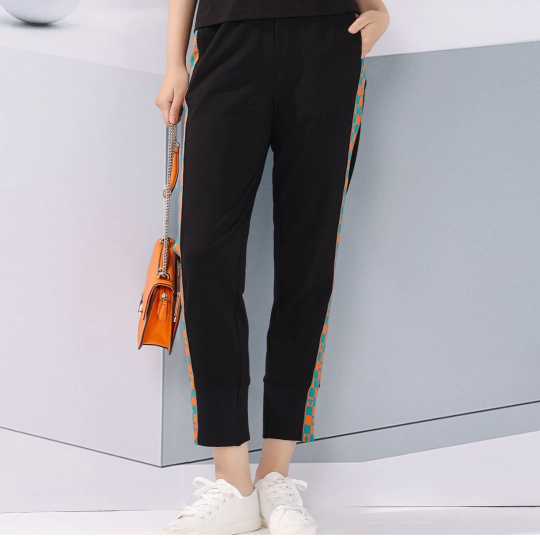 纯色印花休闲时尚夏季裤子#YB05803C显瘦宽松洋气气质