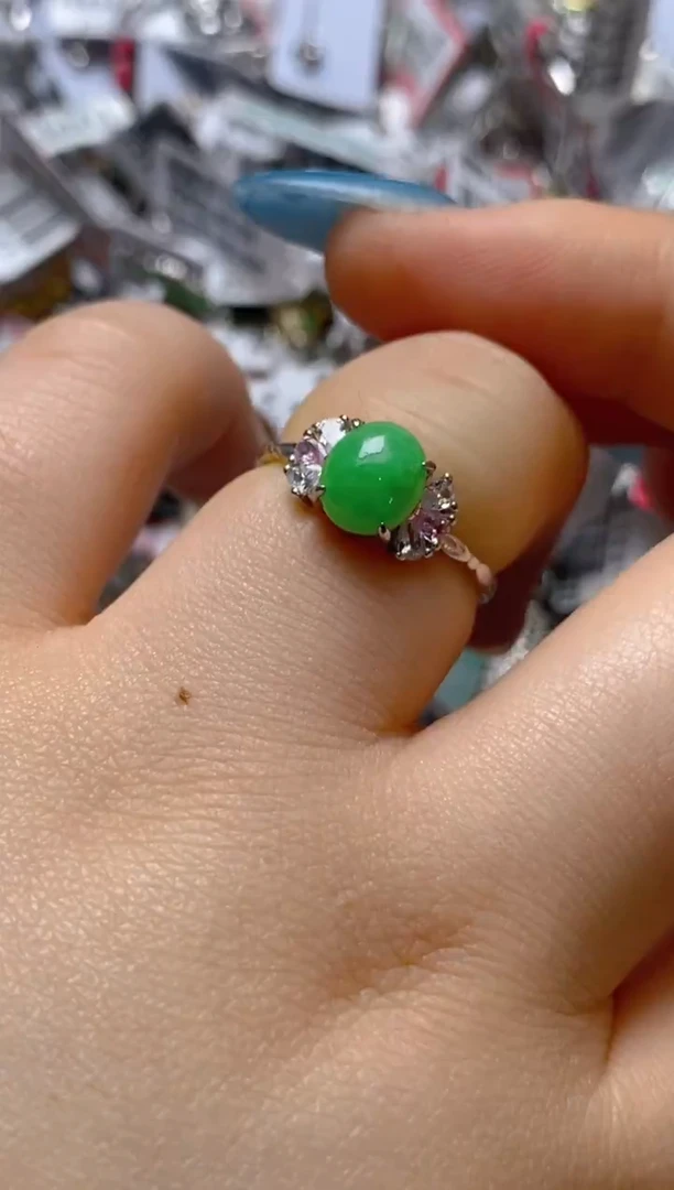 银S925镶嵌戒指翡翠百内无证书