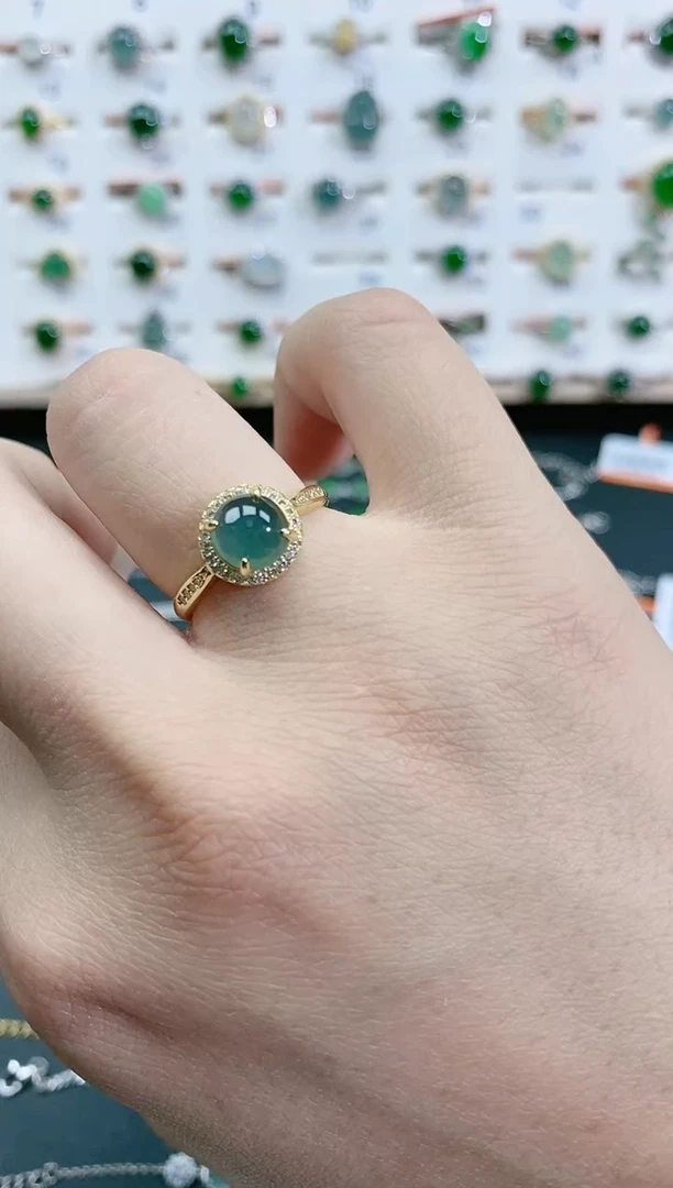 翡翠戒指银S925镶嵌天然翡翠