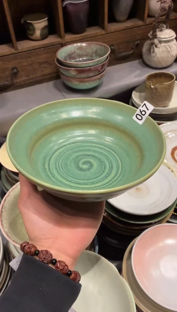 瓷片致****笃67青色葫芦盘1个