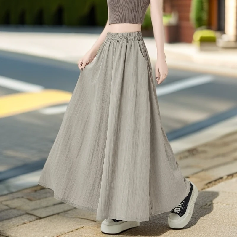 杜拉妮冰丝山本裤裙女夏季薄款2025年新款小个子高腰休闲阔腿裤子