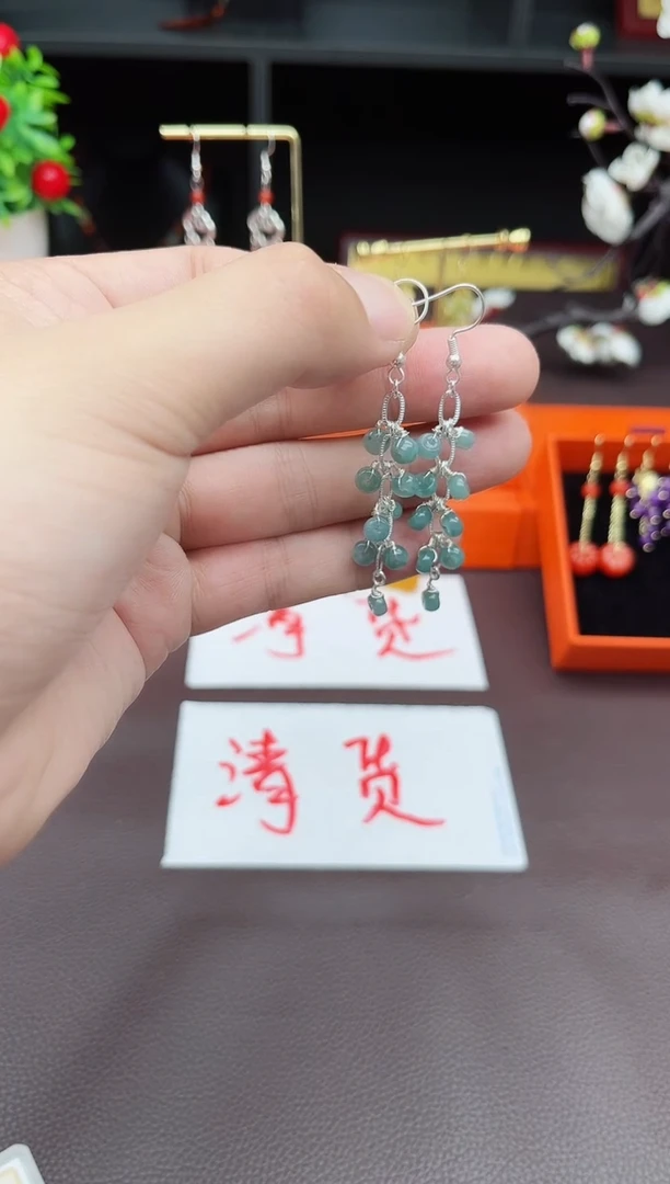 翡翠银S925镶嵌耳饰911000