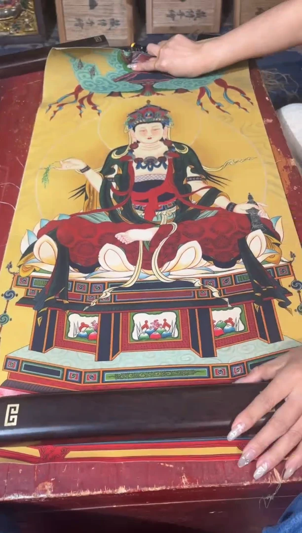 卷轴画龙妹的唐卡tk16