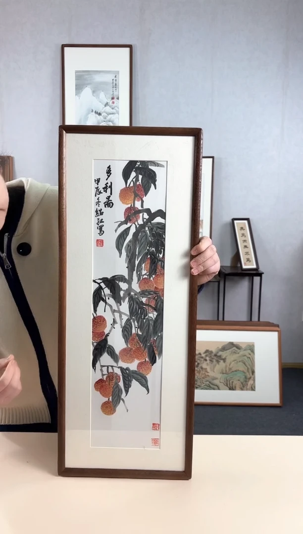 【闪购商品】国画手绘*大吉大利*47*92cm实木框