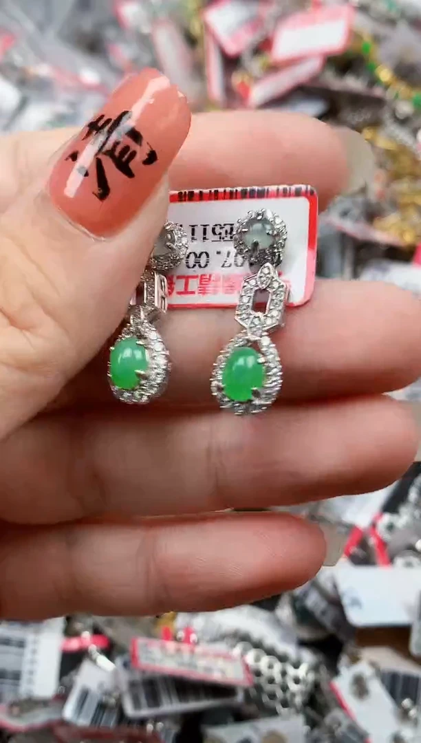 银S925镶嵌戒指翡翠天然A货缅甸翡翠